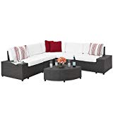Best Choice Products 6-Piece Wicker Sectional Sofa Patio Furniture Set w/ 5 Seats, Corner Coffee Table, Padded Cushions, No Assembly Required – Gray Review