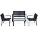 TANGKULA 4PCS Patio Conversation Set for Outdoor Indoor Use with Glass Top Coffee Table, Loveseat & 2 Chairs Home Living Room Furniture Balcony Garden Lawn Modern Patio Furniture Set, Black