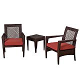 Auro Brisbane Outdoor Furniture | 3 Piece Rattan Patio Set | All-Weather Brown Wicker Bistro Set with 2 Water Resistant Olefin Cushioned Chairs & End Table | Porch, Backyard, Pool, Garden (Orange) For Sale Auro Brisbane Outdoor Furniture | 3 Piece Rattan Patio Set | All-Weather Brown Wicker Bistro Set with 2 Water Resistant Olefin Cushioned Chairs & End Table | Porch, Backyard, Pool, Garden (Orange) For Sale