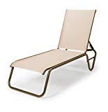 Telescope Casual Furniture Gardenella Sling Collection Four-Position Lay-Flat Stacking Aluminum Armless Chaise, Cobalt, Gloss White Finish For Sale