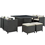 Modway EEI-1946-CHC-BEI-SET Sojourn Wicker Rattan Outdoor Patio Coffee Table, Dining for Six with Large, Antique Beige Review