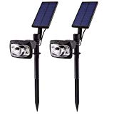 LYCSIX66 Outdoor Solar Powered LED Lights Waterproof Flood Spot Combo Lighting Lamp with Auto On/Off Function – Landscape Security Solar Night Light for Yard Lawn Garden Driveway Yard Patio (2 PACK) For Sale