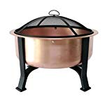 Global Outdoors 26-in Genuine Copper Deep Bowl Fire Pit with Screen, Cover and Safety Poker