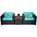 TK Classics 3 Piece Belle Outdoor Wicker Patio Furniture Set, Aruba