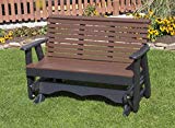 5FT-CEDAR-POLY LUMBER ROLL BACK Porch GLIDER Heavy Duty EVERLASTING PolyTuf HDPE – MADE IN USA – AMISH CRAFTED For Sale