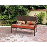 Mainstays* 500 lbs Capacity Alexandra Square Patio Love seat Bench in Orange Stripe Mainstays* 500 lbs Capacity Alexandra Square Patio Love seat Bench in Orange Stripe
