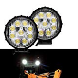 TJTECH 2PCS Black Round Waterproof IP68 27W 10V-24V DC 6500K 2430LM SAN’AN LED Work Light with Flood Beam 4.25 Inches Review