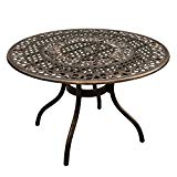 Oakland Living AZ2666-ROUND-48-ORNATE-TABLE-BZ Outdoor Aluminum 48 Inch Round Table, Bronze For Sale