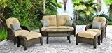 Cheap Hanover Newport 6-Piece Outdoor Wicker Lounge Set, Brown/Tan