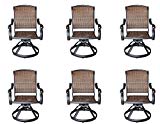 Sunvuepatio Santa Clara Cast Aluminum Set of 6 Swivel Rocker Patio Dining Chairs