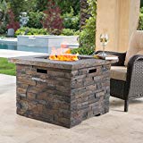 | Stonecrest | Outdoor Propane Square Fire Pit | in Grey Stone