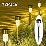 iHomy Warm White Solar Garden Lights, Outdoor Stainless Steel Solar Landscape Lights, For Lawn,Patio,Yard,Walkway,Driveway (12 PACK) For Sale