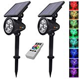 Itscool Solar Spotlight Outdoor Security Light, 9 Colors Auto-Shifting with Remote Control for Garden (Pack of 2) Review