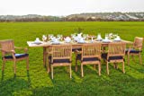 New 9 Pc Luxurious Grade-A Teak Dining Set – Large 117″ Rectangle Table and 8 Stacking Arbor Arm Chairs #WHDSABf
