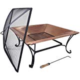 Titan 33” Square Copper Fire Pit Wood Burning Patio Deck Grill with Log Grate Review