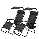 BestMassage 2 PCS Zero Gravity Chair Lounge Patio Chairs with canopy Cup Holder Review