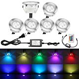 Cheap QACA 6pcs Low Voltage LED Deck Lights Kit Multi-color RGB Stainless Steel Waterproof Outdoor Yard Garden Recessed Wood Decoration Lamps Landscape Pathway Patio Step Stairs LED In-ground Lighting