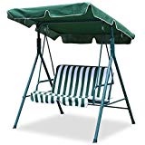 World Pride Garden/Backyard 2 Seater Cushioned Patio Swing,With UV Protected Canopy, Max load:440lb,White/Green stripe