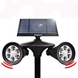 Abakoo Solar 2-in-1 Double Spotlight, Upgraded Motion Sensor Solar Lights 12 LED Dual Head Waterproof 360-Degree Rotatable Solar Powered Lights for Patio Porch Deck Yard Garden Driveway Outsides Wall Review