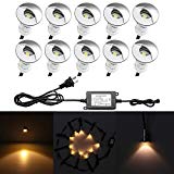 QACA 10pcs Low Voltage LED Step Lights Kit 1-1/25″ Half Moon Aluminum Outdoor Wood Deck Lighting Yard Garden Patio Stair LED Light Decoration Lamps, Warm White For Sale
