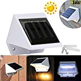 Double Four 4 LED Solar Powered Stairs Fence Garden Yard Security Lamp Outdoor Waterproof Landscape White Light No Battery Required and Recharge