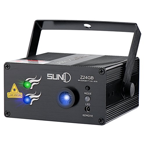 Cheap SUNY Laser Lighting 24 Mixed Patterns Green Blue DJ Laser Light Blue LED Music Laser Projector Z24GB Remote Control Sound Activated Stage Lighting Dance House Decoration Xmas Holiday Event Party Show