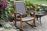 Outdoor Interiors Resin Wicker and Eucalyptus Rocking Chair, Brown and Grey For Sale