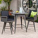 Venice 3 Piece Mixed Black Outdoor Wicker Dining Bar Set