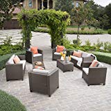 Christopher Knight Home 300462 8 Piece Puerta Outdoor Wicker Chat Set with Water Resistant Cushions, Brown/Ceramic Grey Review Christopher Knight Home 300462 8 Piece Puerta Outdoor Wicker Chat Set with Water Resistant Cushions, Brown/Ceramic Grey Review
