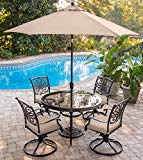 Cheap Hanover TRADDN5PCSWG-SU Traditions 5 Piece Dining Set in Tan with 48″ Glass-top Table, 9′ Table Umbrella and Umbrella Stand Cheap Hanover TRADDN5PCSWG-SU Traditions 5 Piece Dining Set in Tan with 48″ Glass-top Table, 9′ Table Umbrella and Umbrella Stand