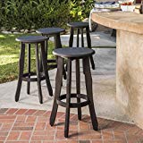 Primrose Outdoor Dark Grey Finished Acacia Wood Barstools (Set of 4)