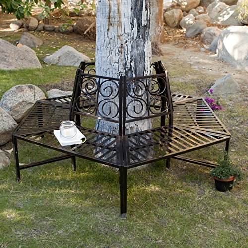 Wrap Around Tree Bench, This Metal Tree Surround Bench Is Ideal in Outdoor Gardens and Backyard Seating Area, Add This Wrap Around Garden Bench for Creativity! Surround Bench Is Made of Heavy Iron